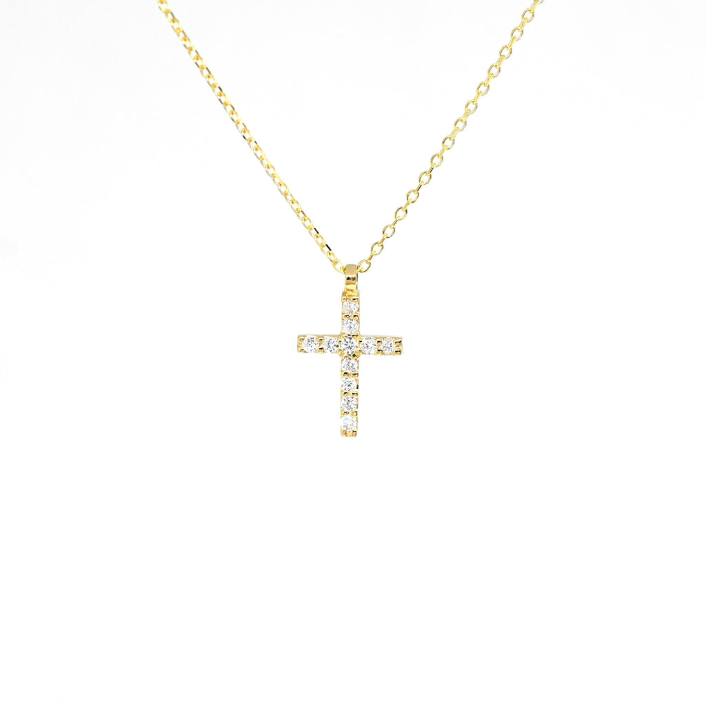 14K Yellow Gold Classic Diamond Cross