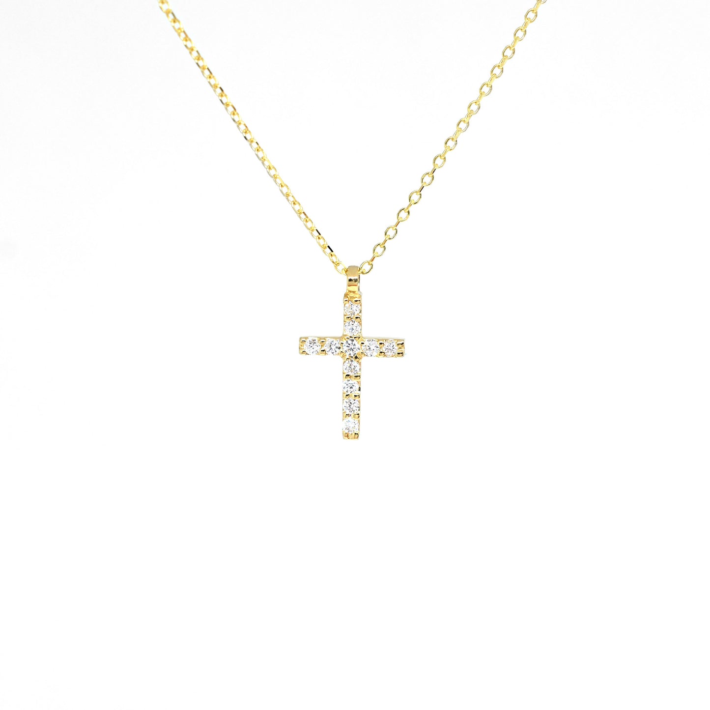 14K Yellow Gold Classic Diamond Cross