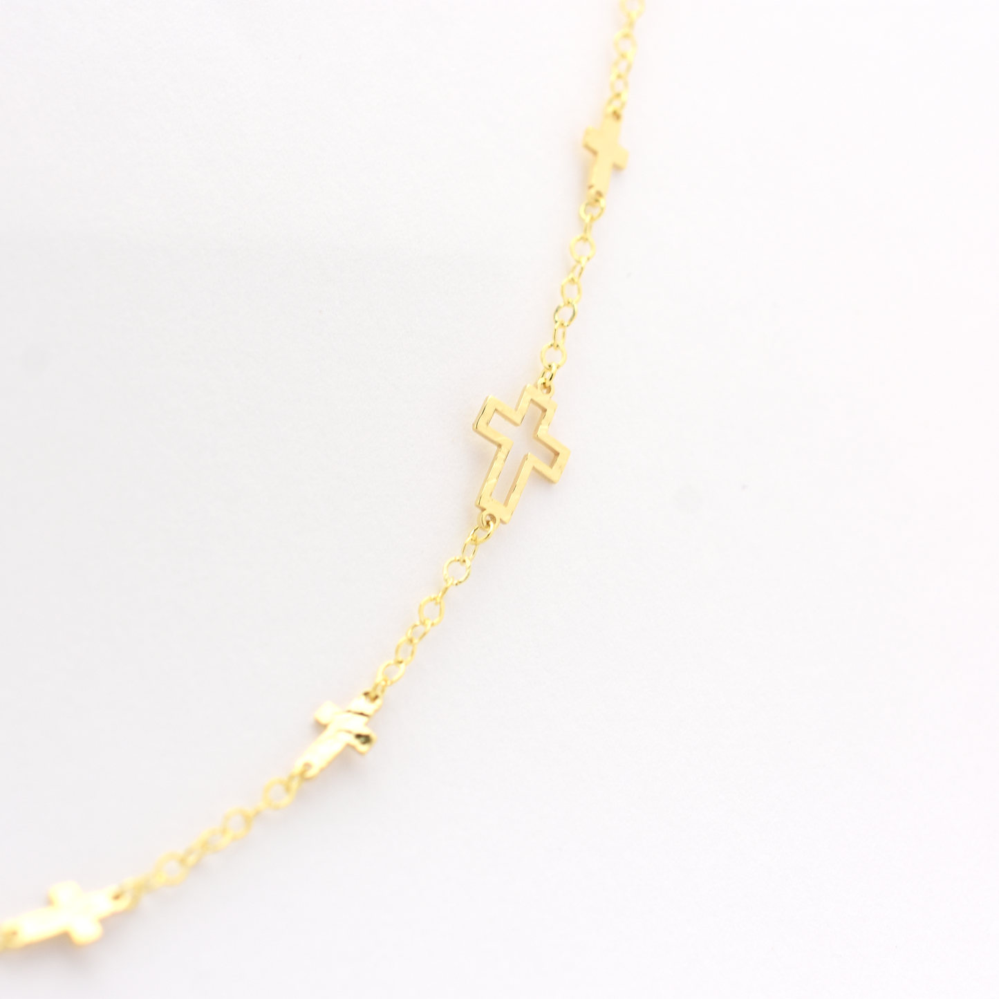 14K Gold Cross Station Necklace