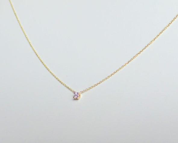 14k gold prong set diamond solitaire necklace 0.05 carat natural diamonds