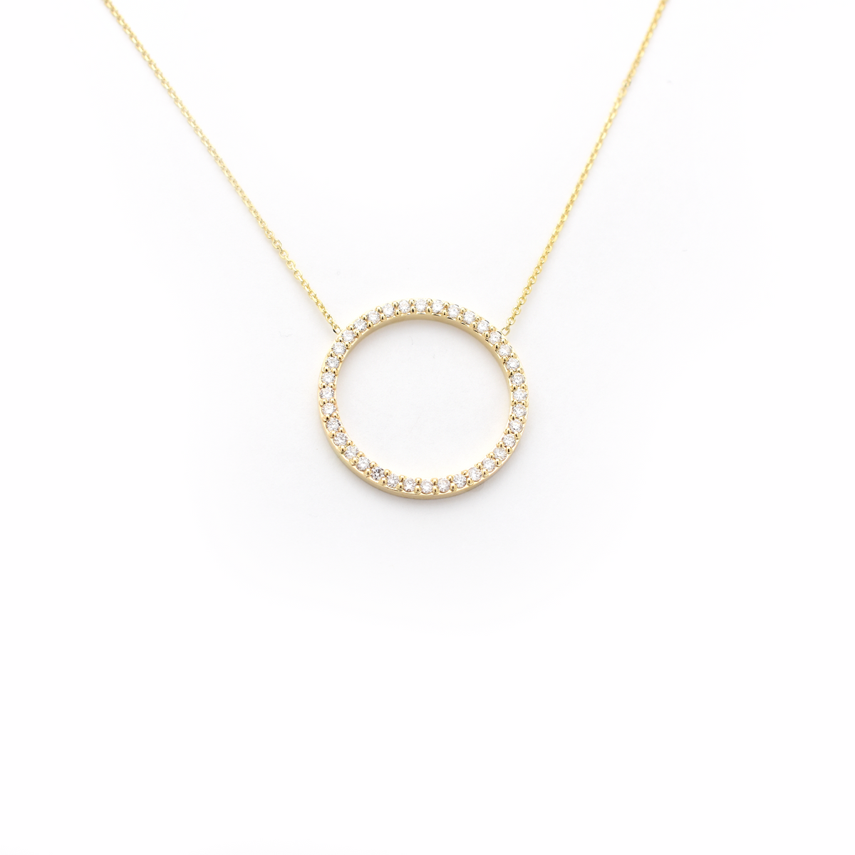 Diamond circle necklace / 14k solid gold 1 carat total ethically sourced  diamonds / Layering statement