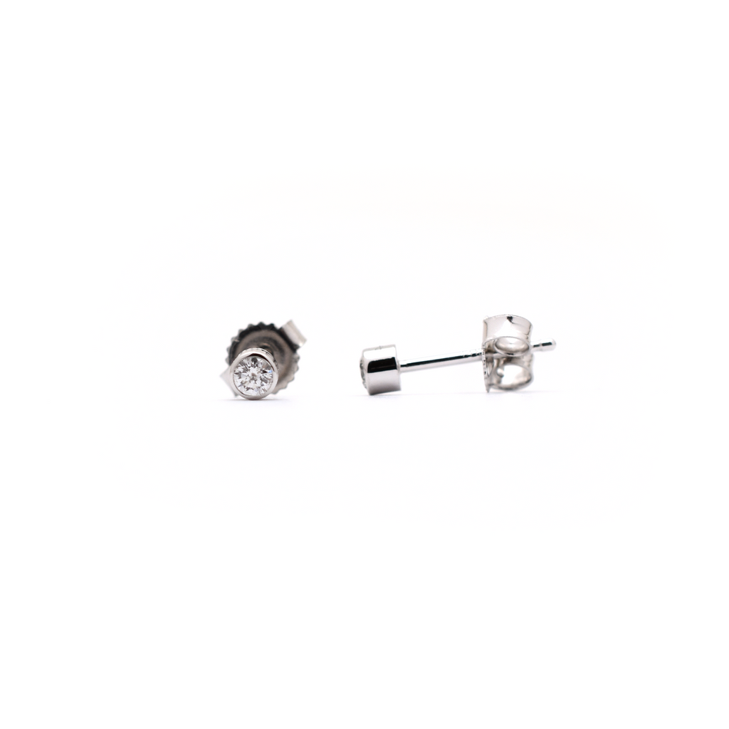 14K Gold 0.10ct Diamond Bezel Stud Earrings