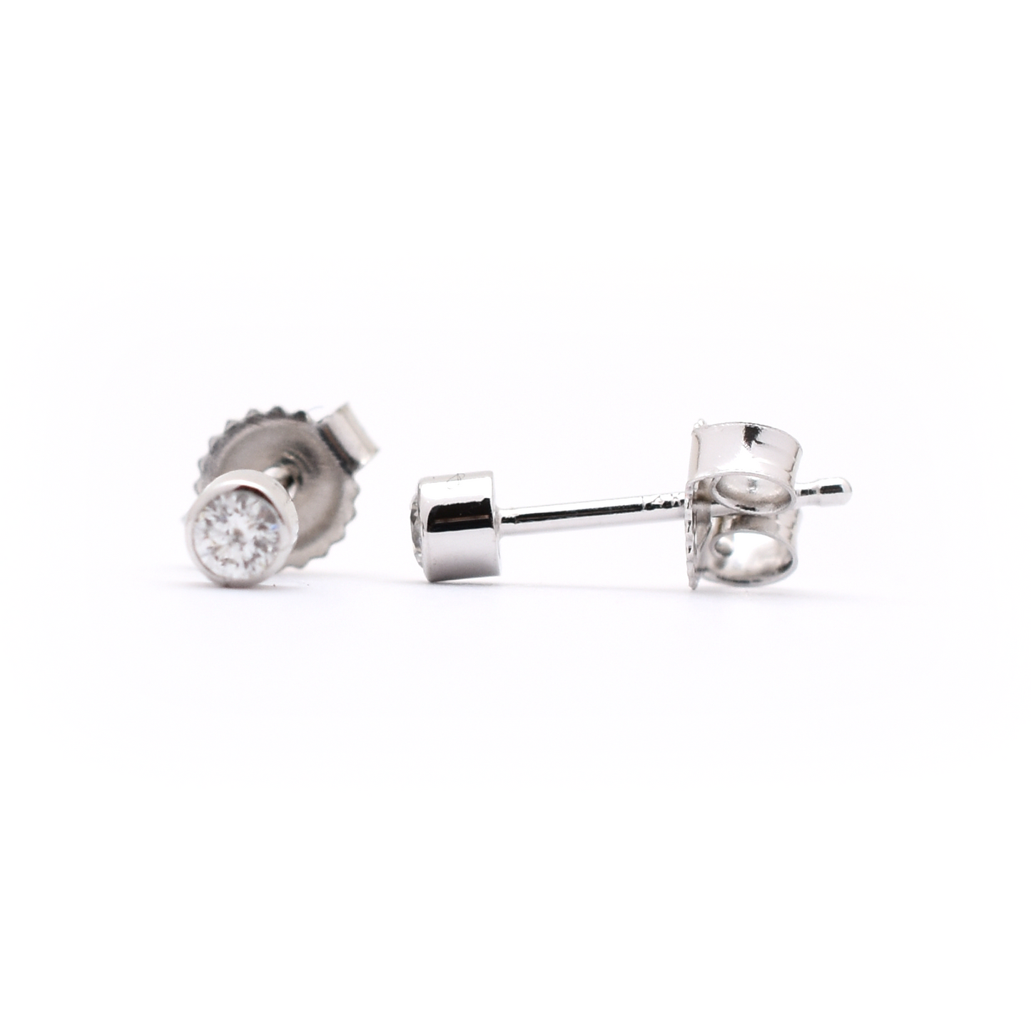 14K Gold 0.10ct Diamond Bezel Stud Earrings