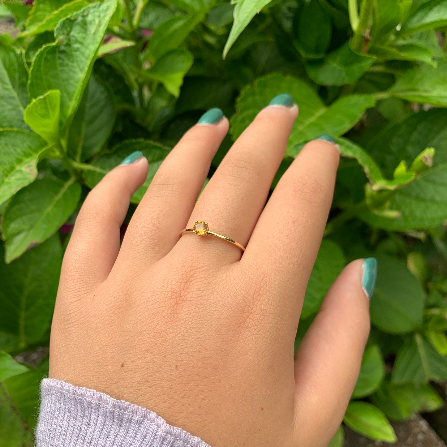 14K Gold Round Yellow Topaz Ring