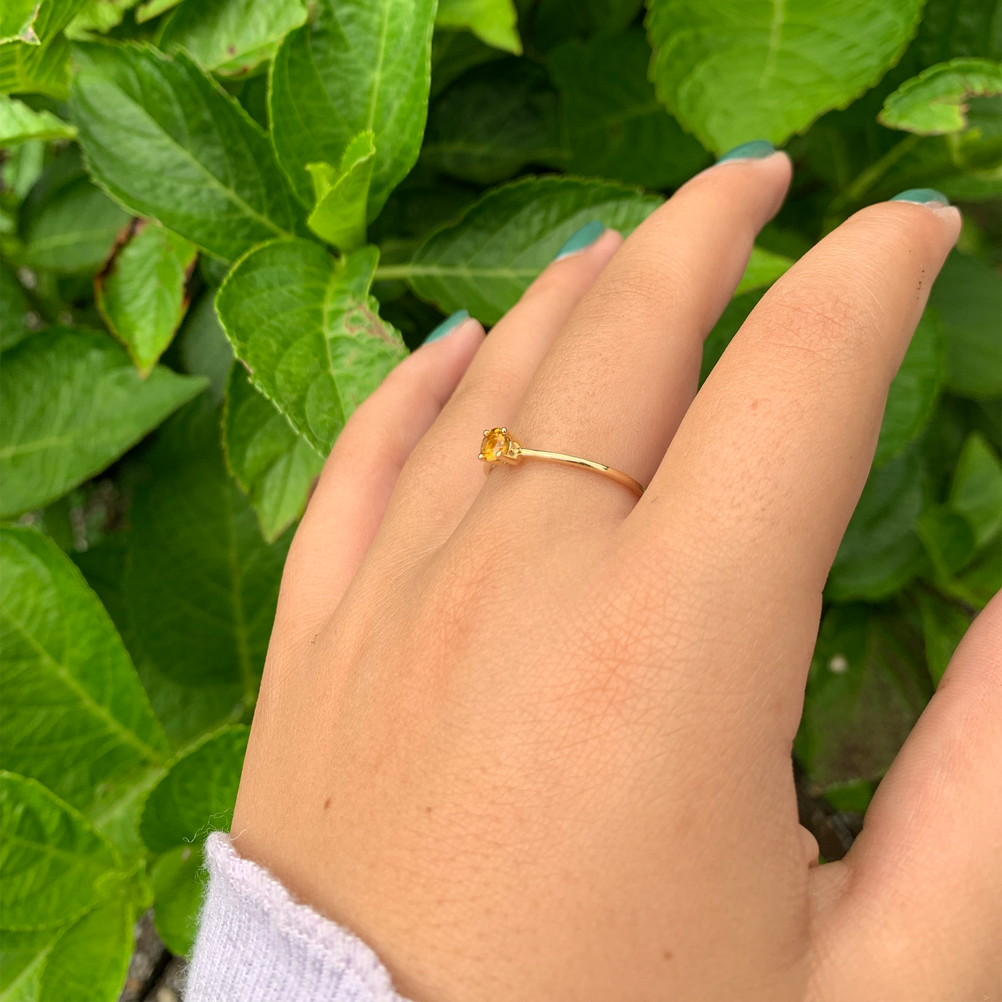14K Gold Round Yellow Topaz Ring