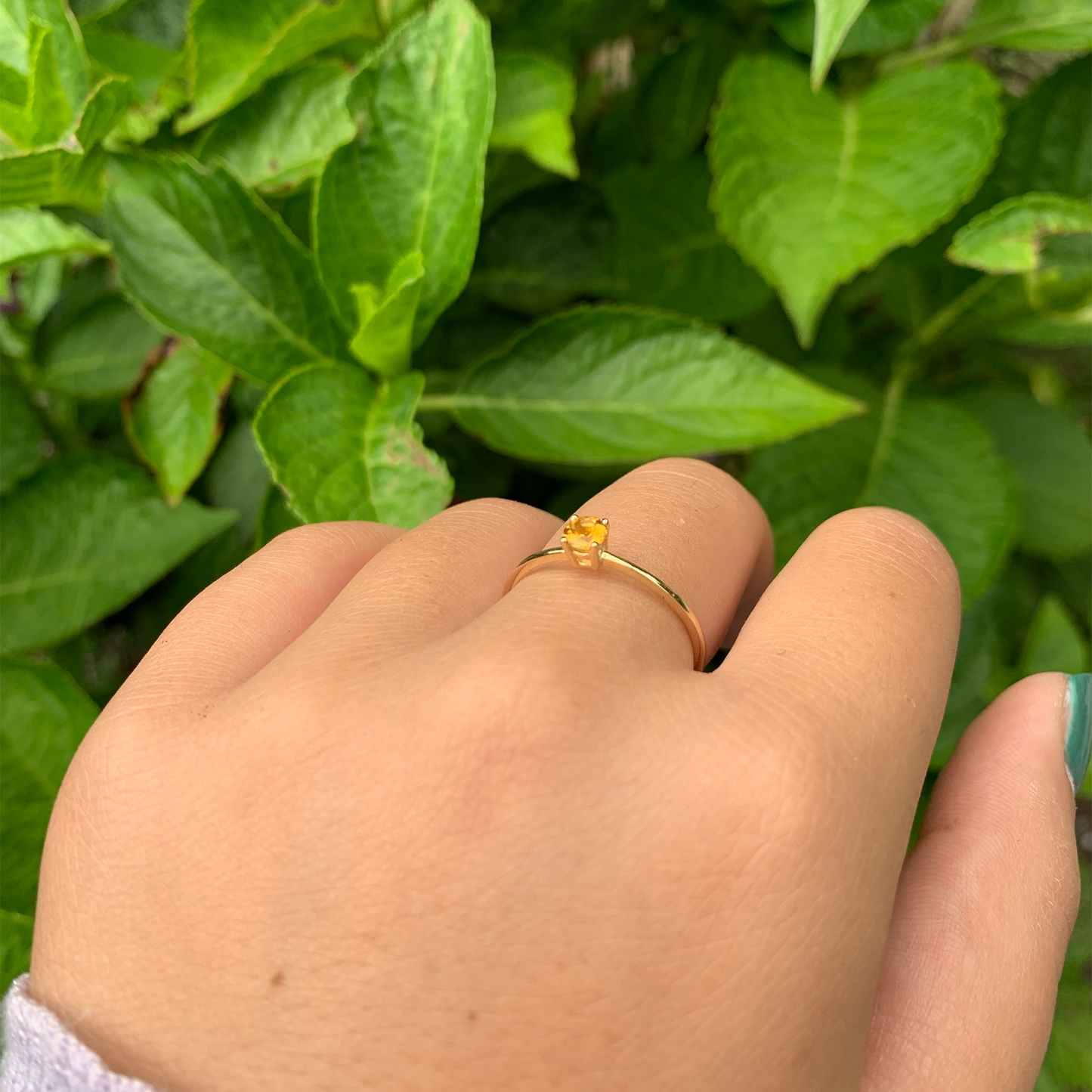 14K Gold Round Yellow Topaz Ring