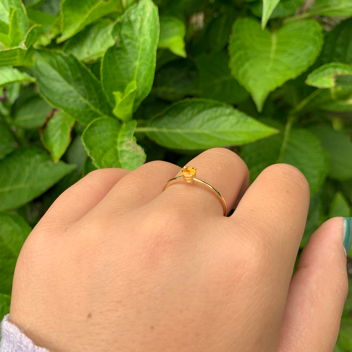 14K Gold Round Yellow Topaz Ring