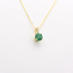 14k Gold Emerald Diamond Necklace