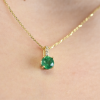 14k Gold Emerald Diamond Necklace