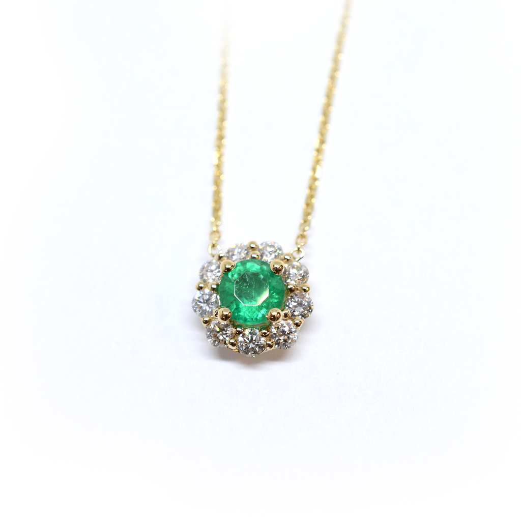 14k Emerald Diamond Necklace