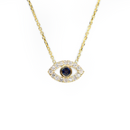 14k Diamond and Sapphire Evil Eye Necklace