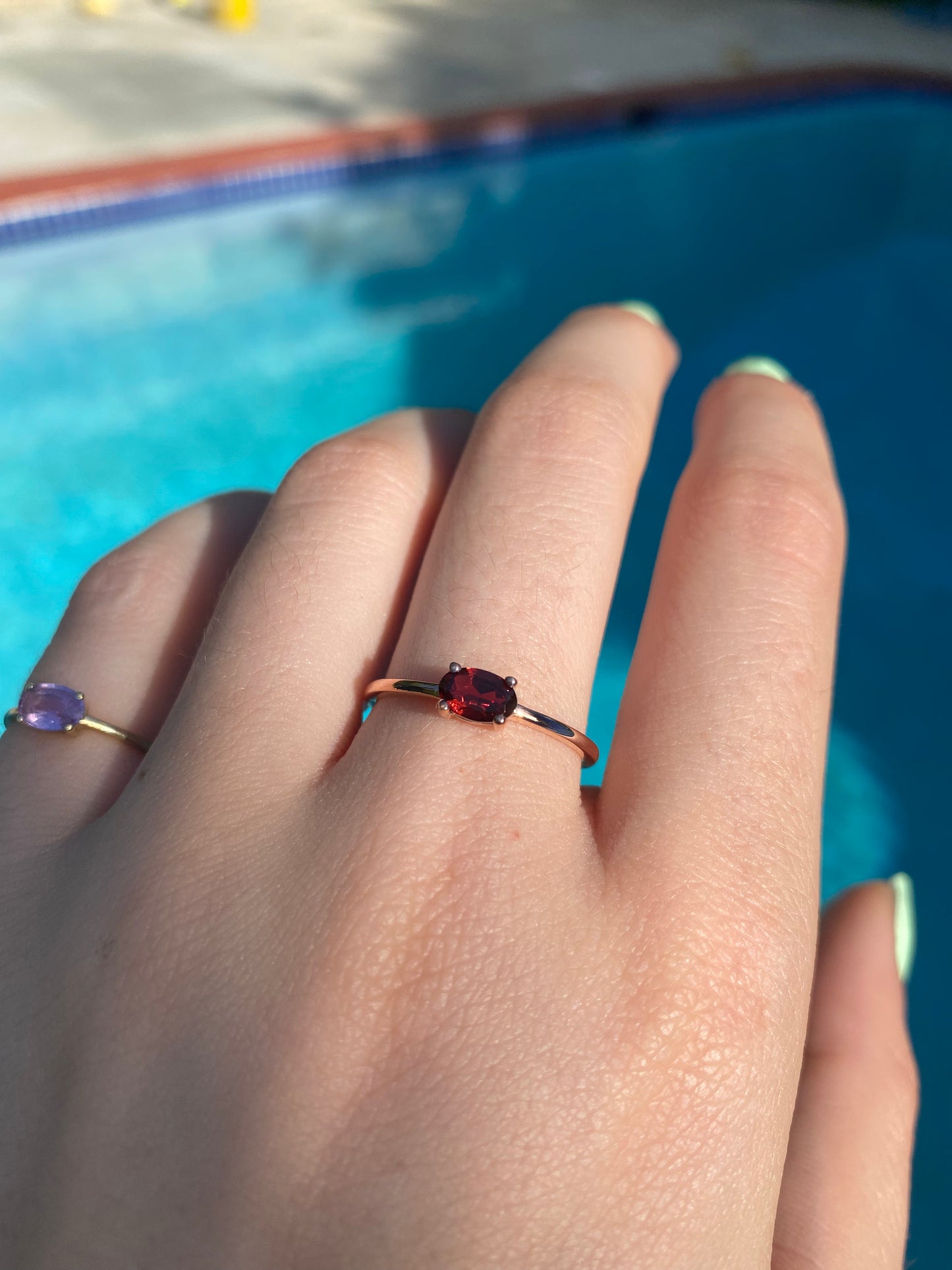 14K Gold Garnet Ring