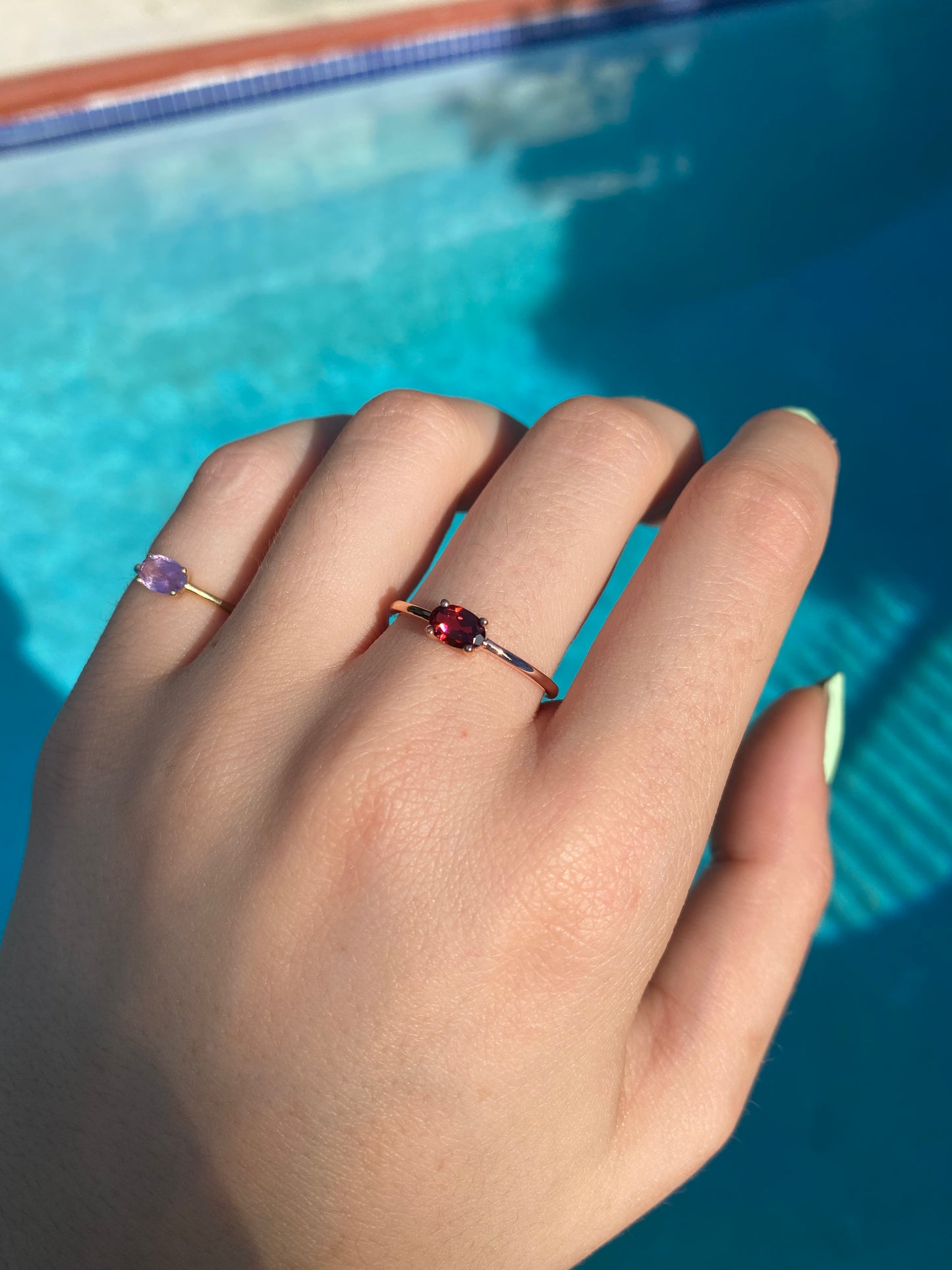 14K Gold Garnet Ring