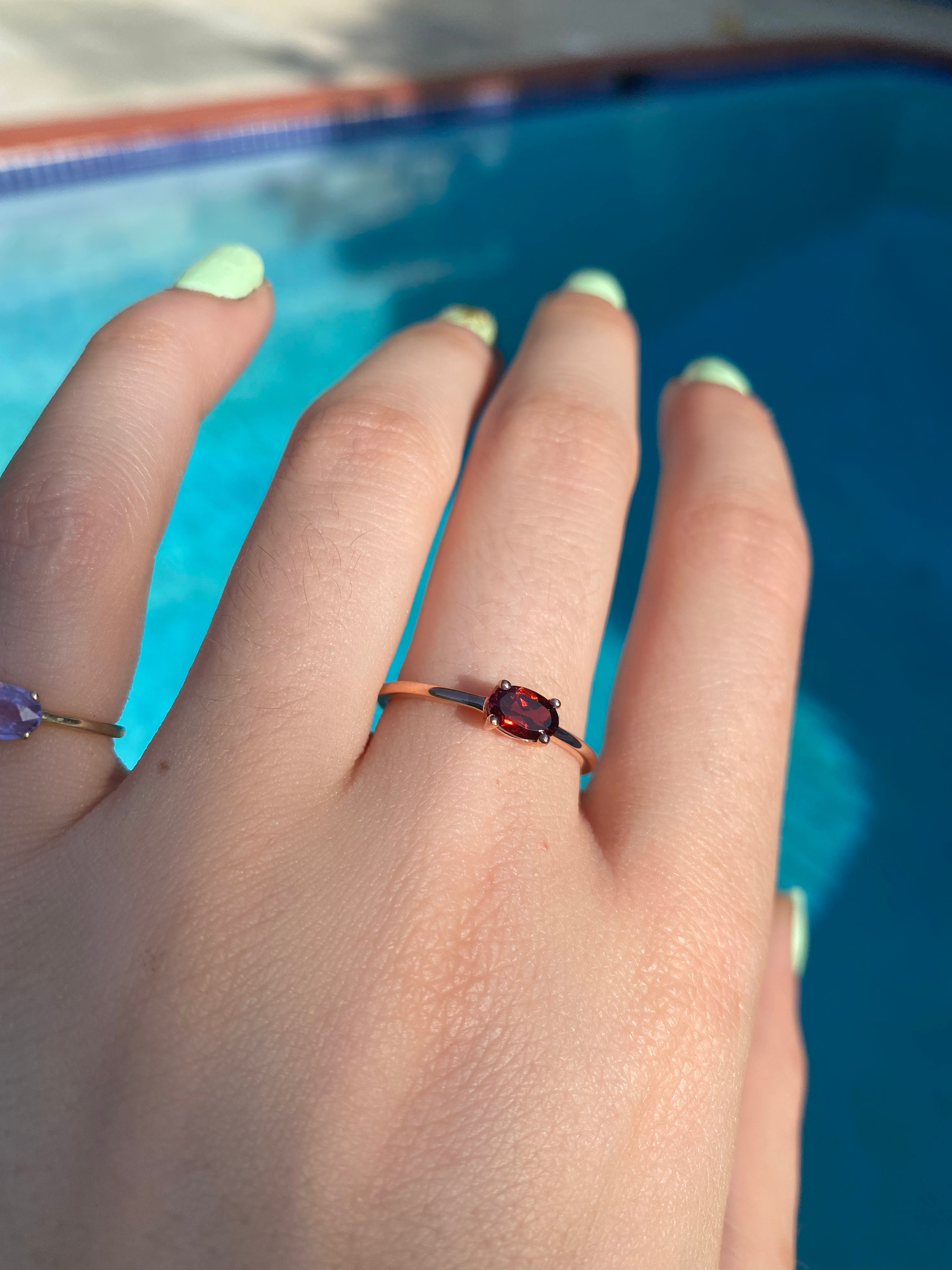 14K Gold Garnet Ring