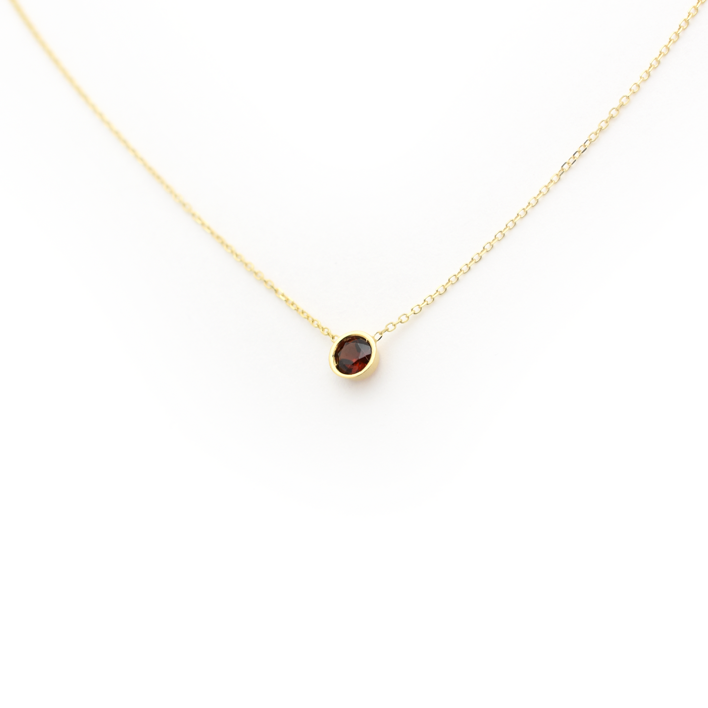 Garnet Bezel Solitaire Necklace