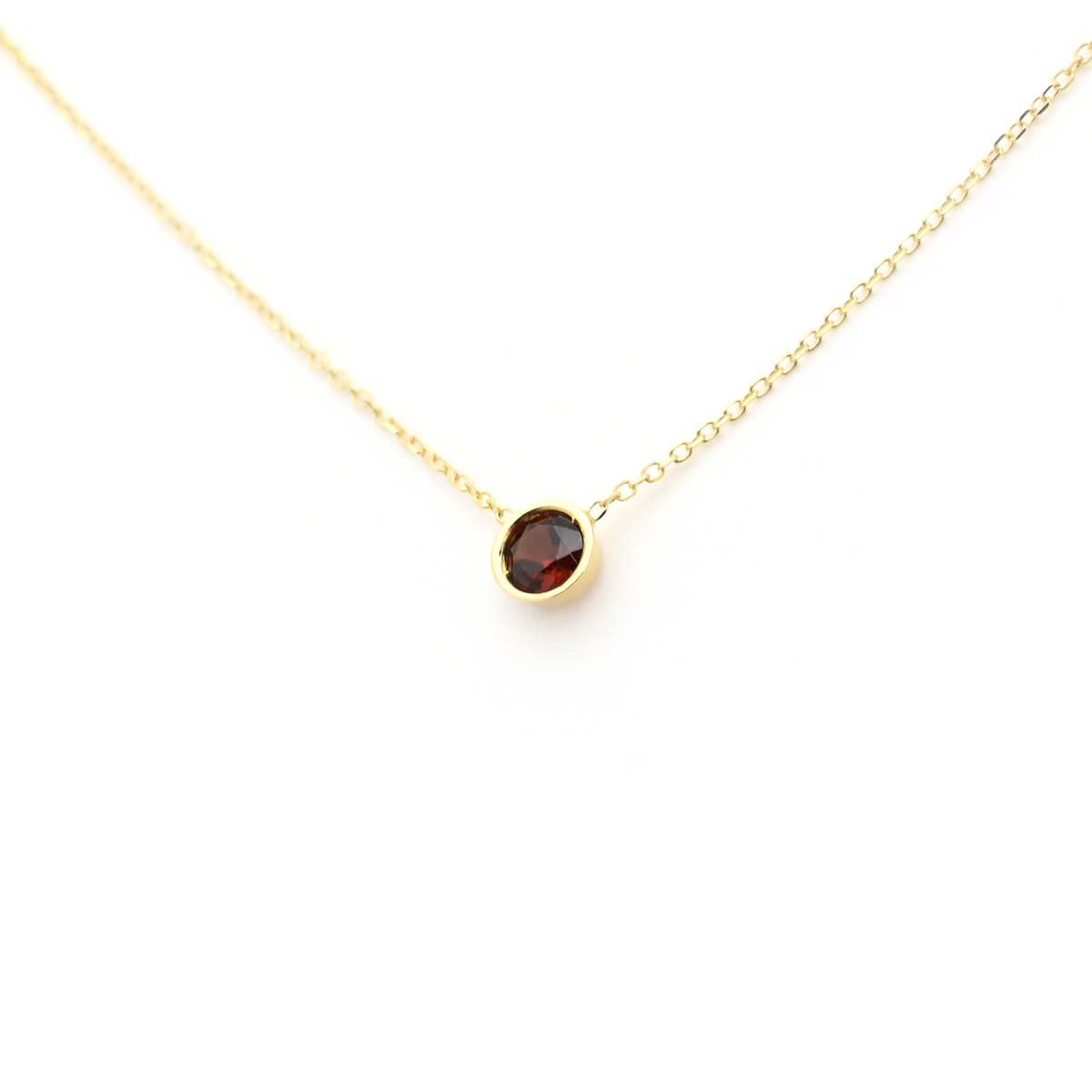 Garnet Bezel Solitaire Necklace