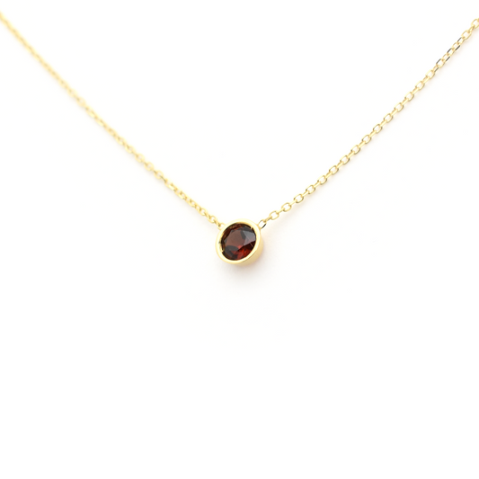 Garnet Bezel Solitaire Necklace