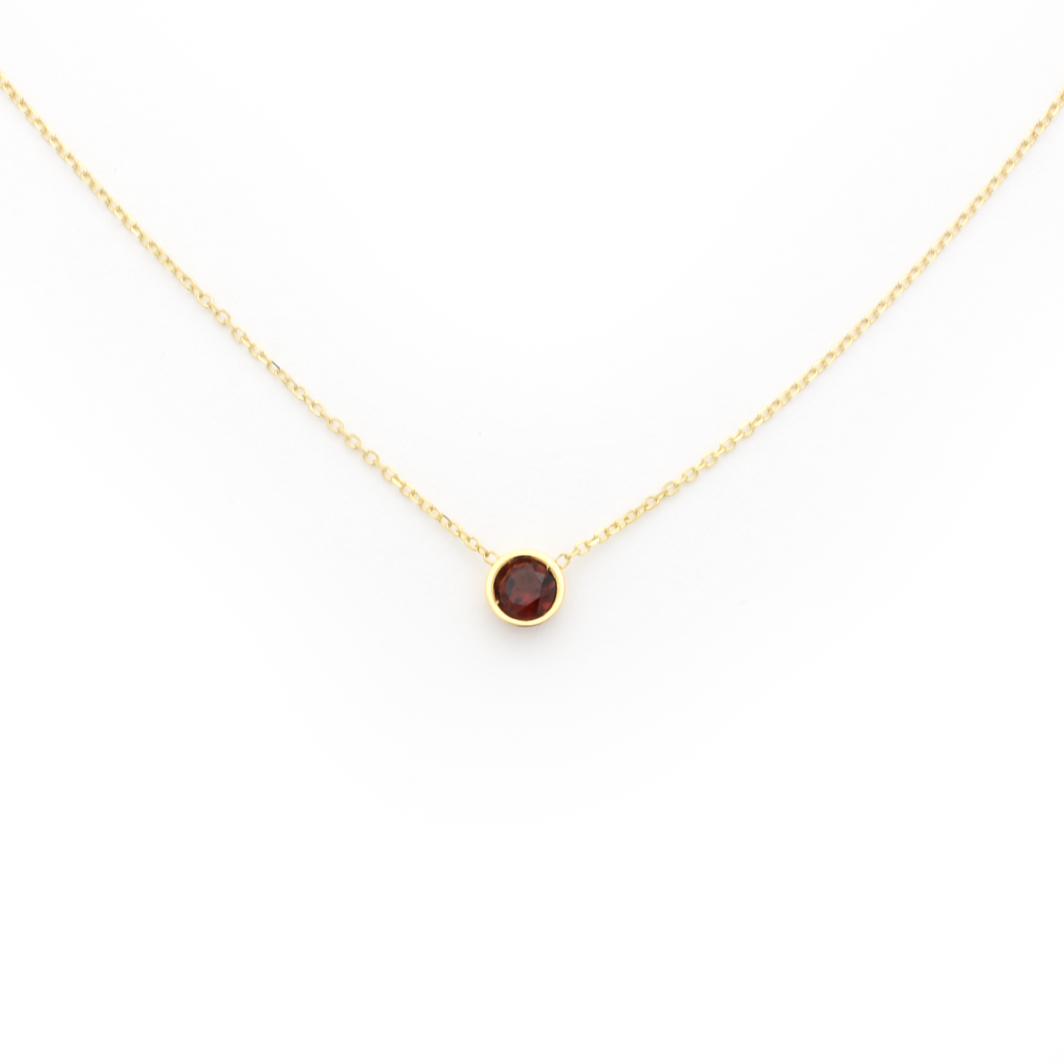 Garnet Bezel Solitaire Necklace