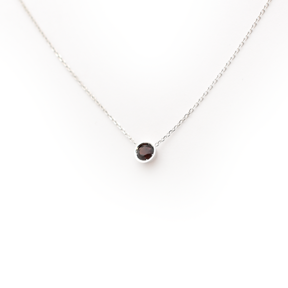 Garnet Bezel Solitaire Necklace