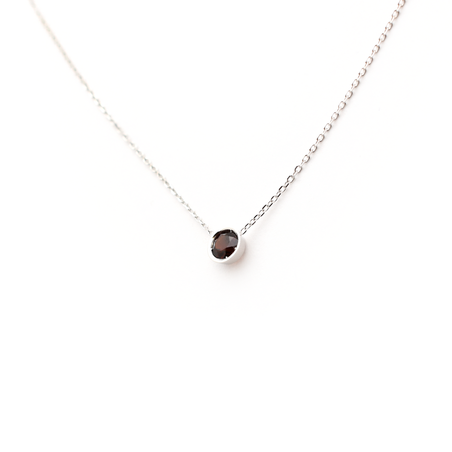 Garnet Bezel Solitaire Necklace