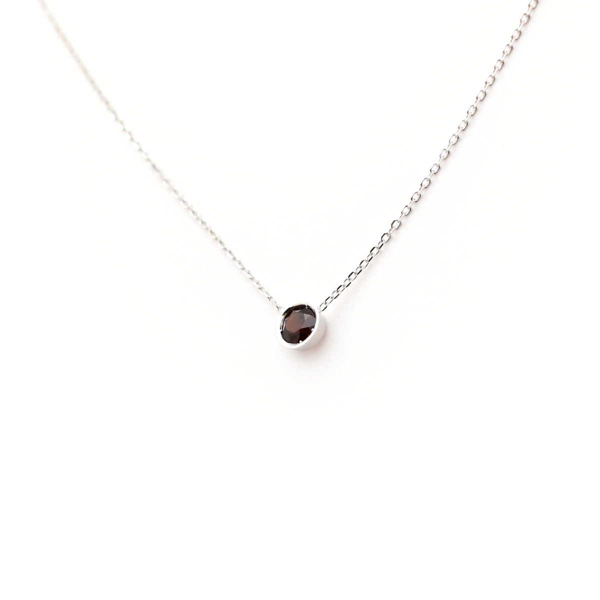 Garnet Bezel Solitaire Necklace