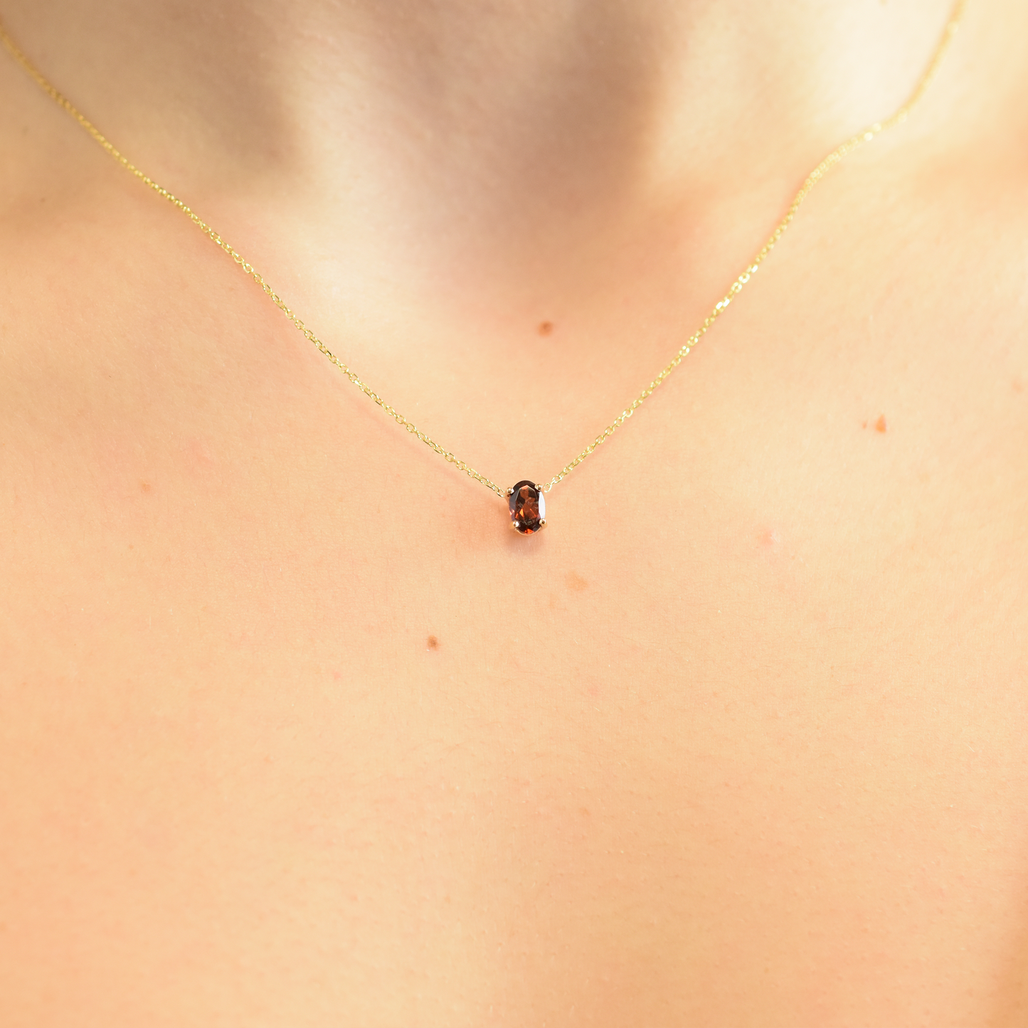 Garnet Oval Necklace