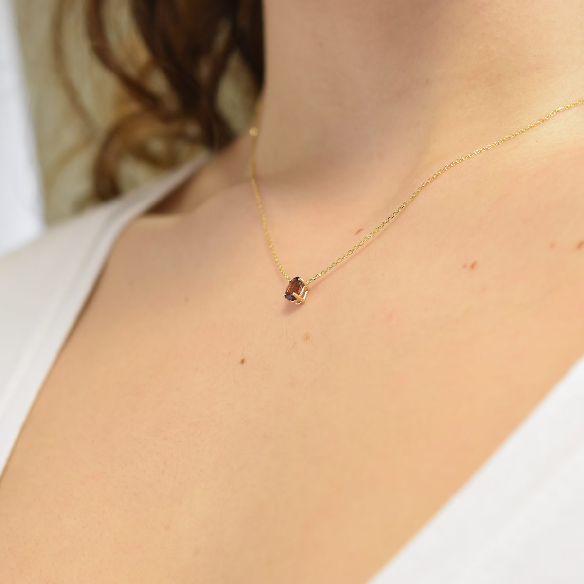 Garnet Oval Necklace