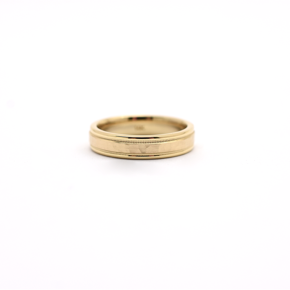 14k Hammer Finish Ladies Wedding Band