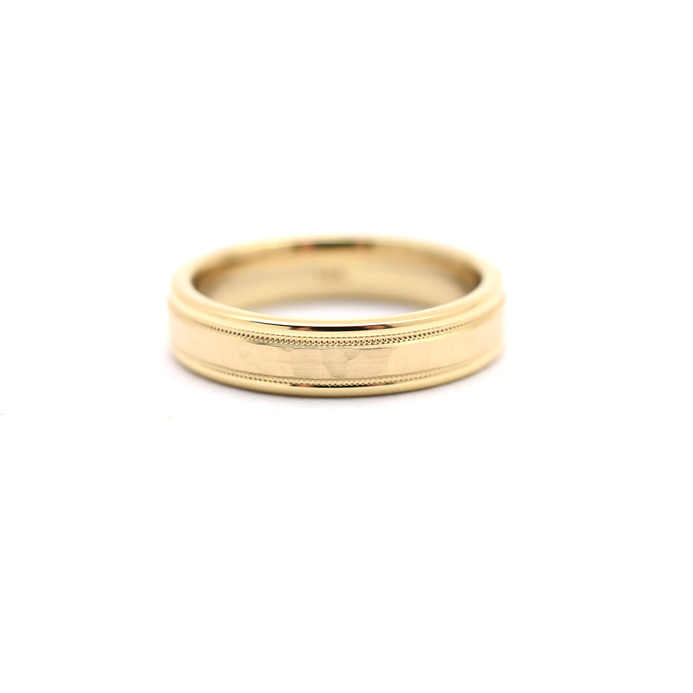 14k Hammer Finish Ladies Wedding Band