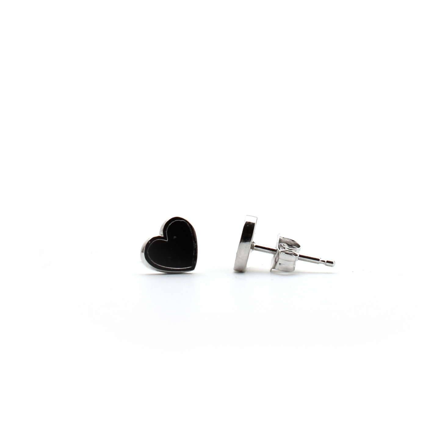 Black Heart Enamel Earrings