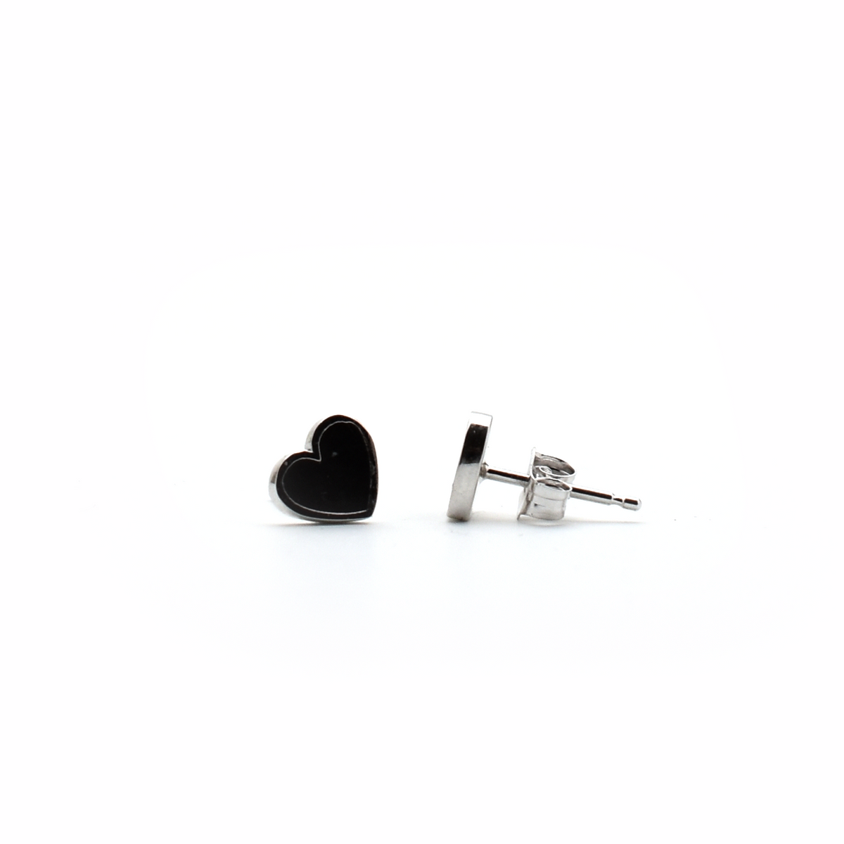 Black Heart Enamel Earrings