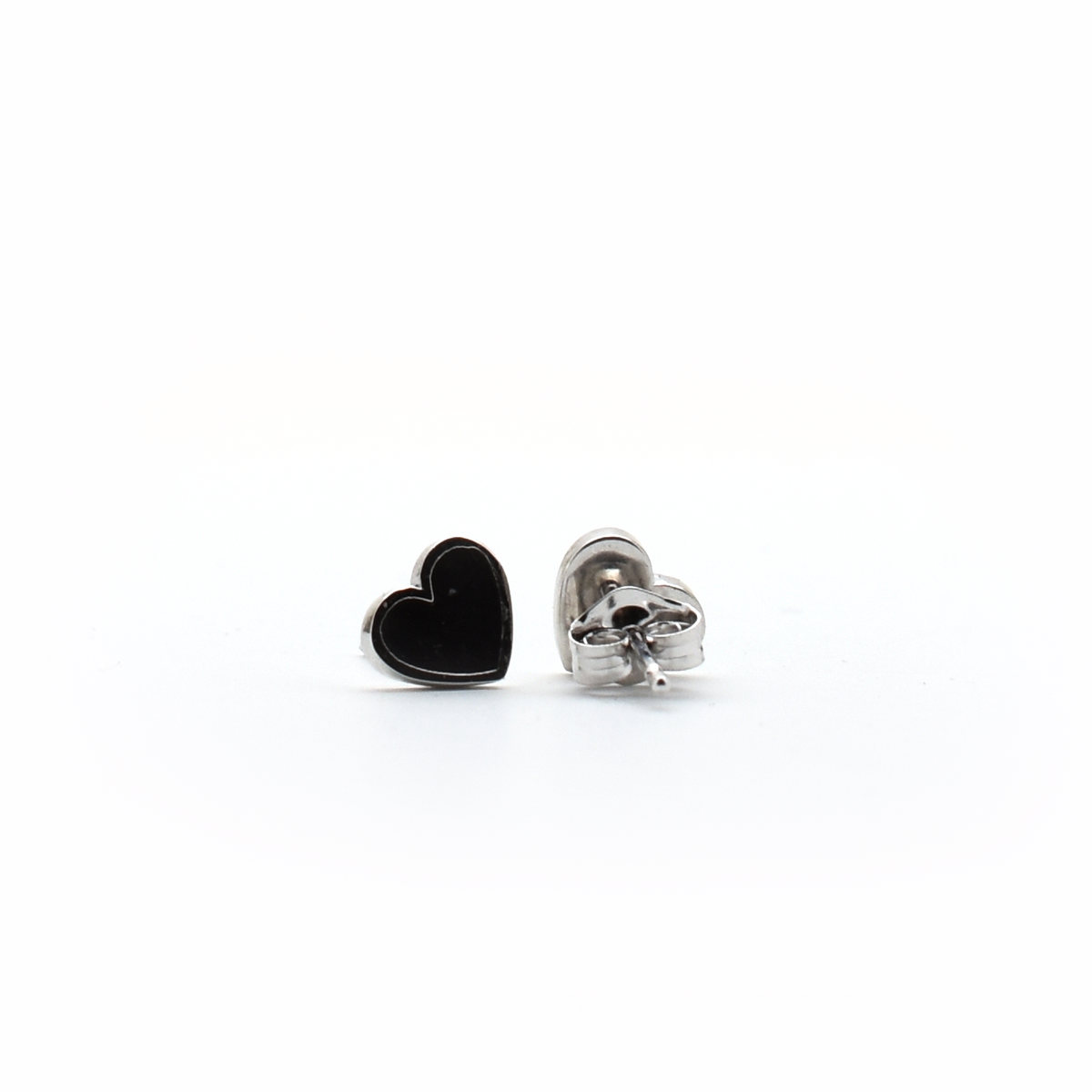 Black Heart Enamel Earrings