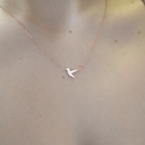 14k Diamond Humming Bird Necklace