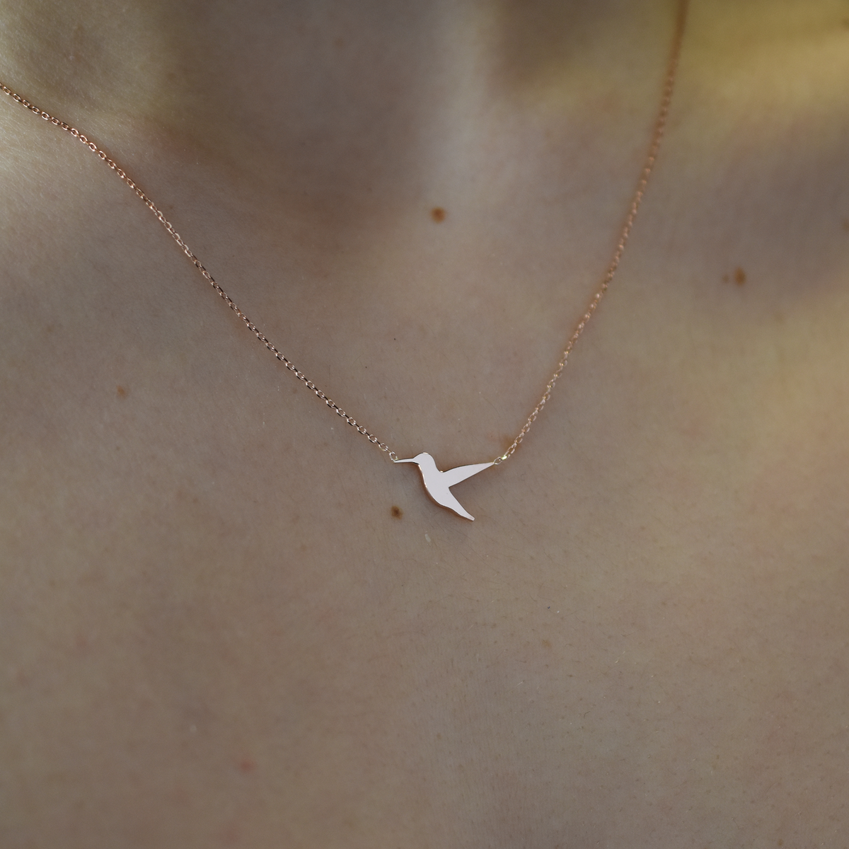 14k Diamond Humming Bird Necklace