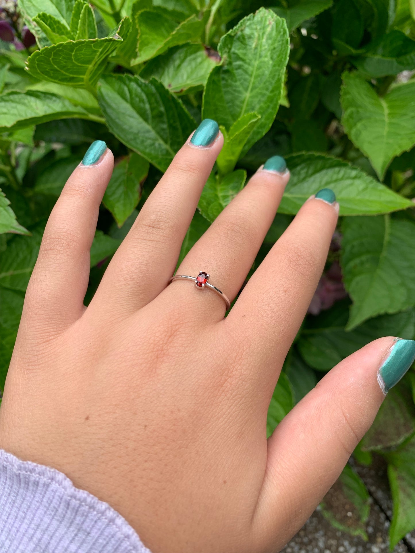 14K Gold Oval Garnet Ring