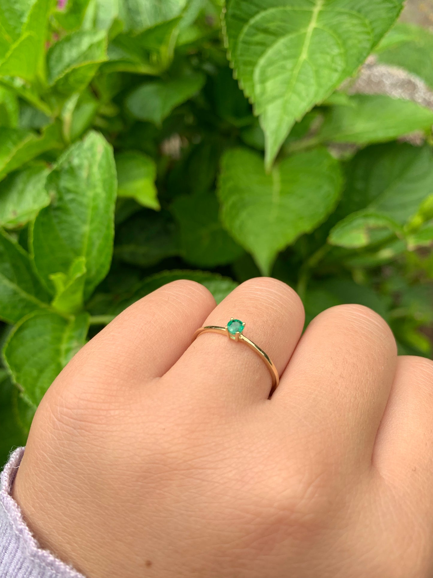 14K Gold Round Emerald Ring