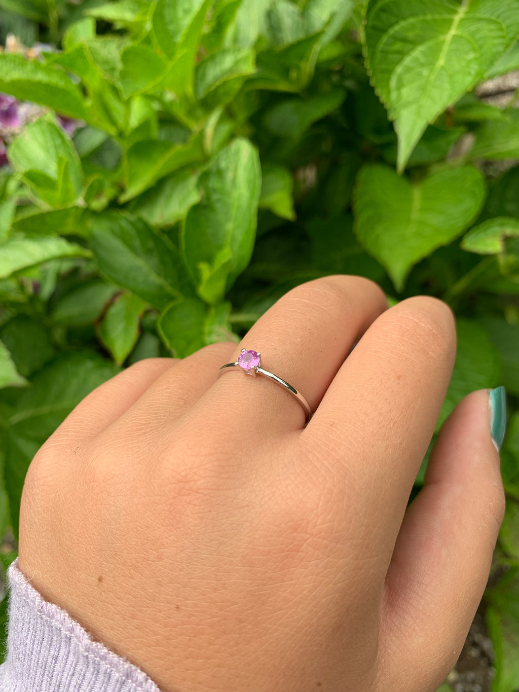 14K Gold Round Pink Sapphire Ring