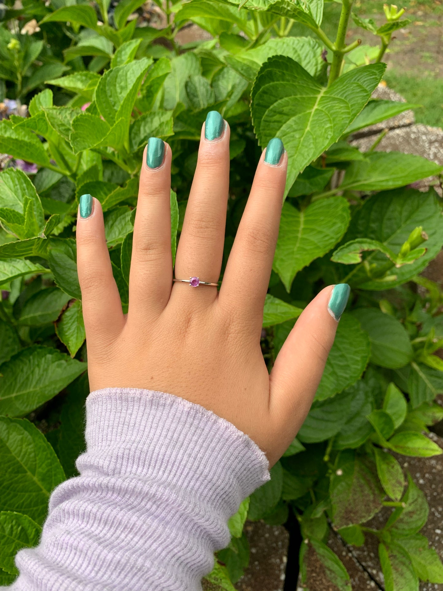 14K Gold Round Pink Sapphire Ring