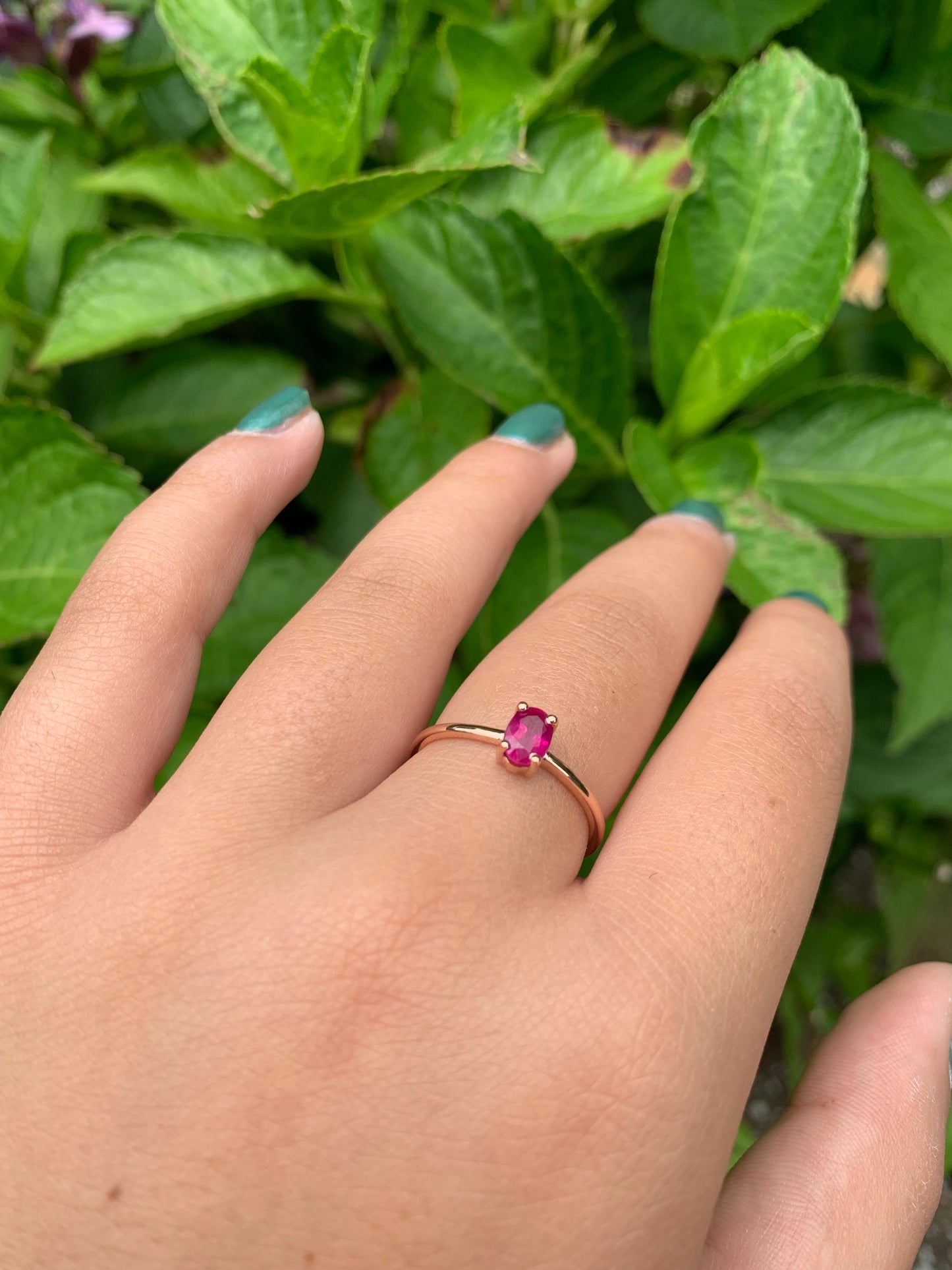 14K Gold Oval Ruby Ring