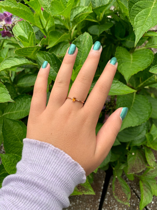 14K Gold Oval Yellow Topaz Ring