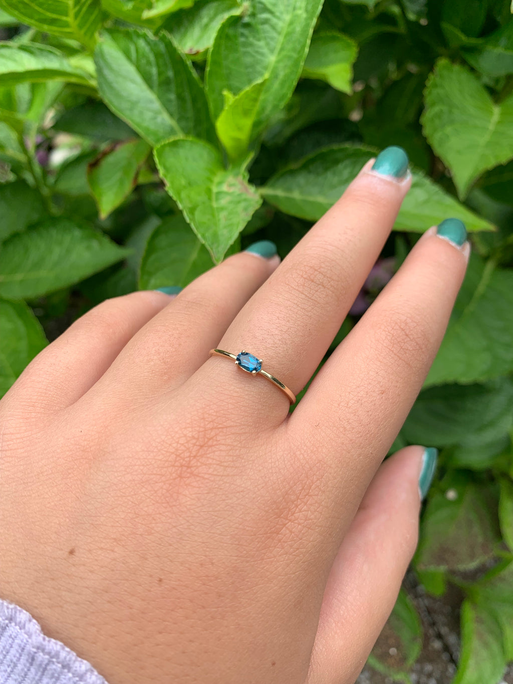14K Gold Oval London Blue Topaz Ring