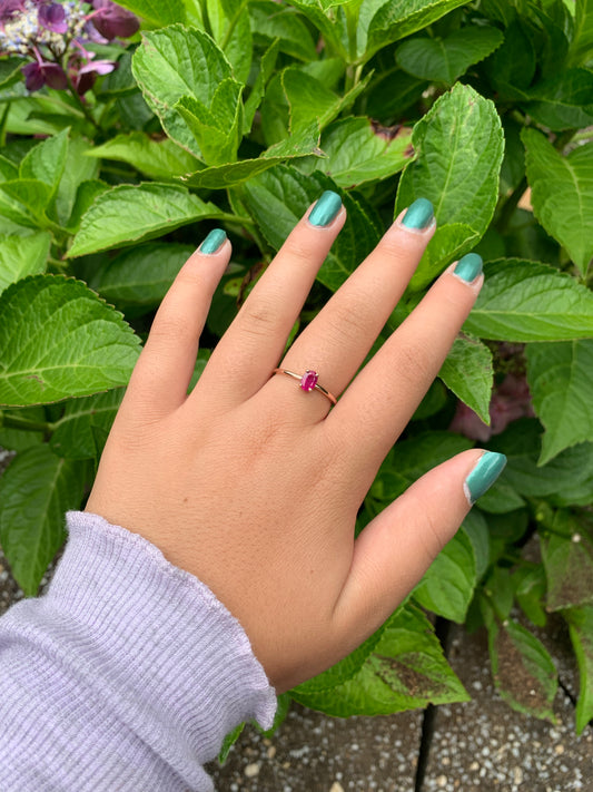 14K Gold Oval Ruby Ring