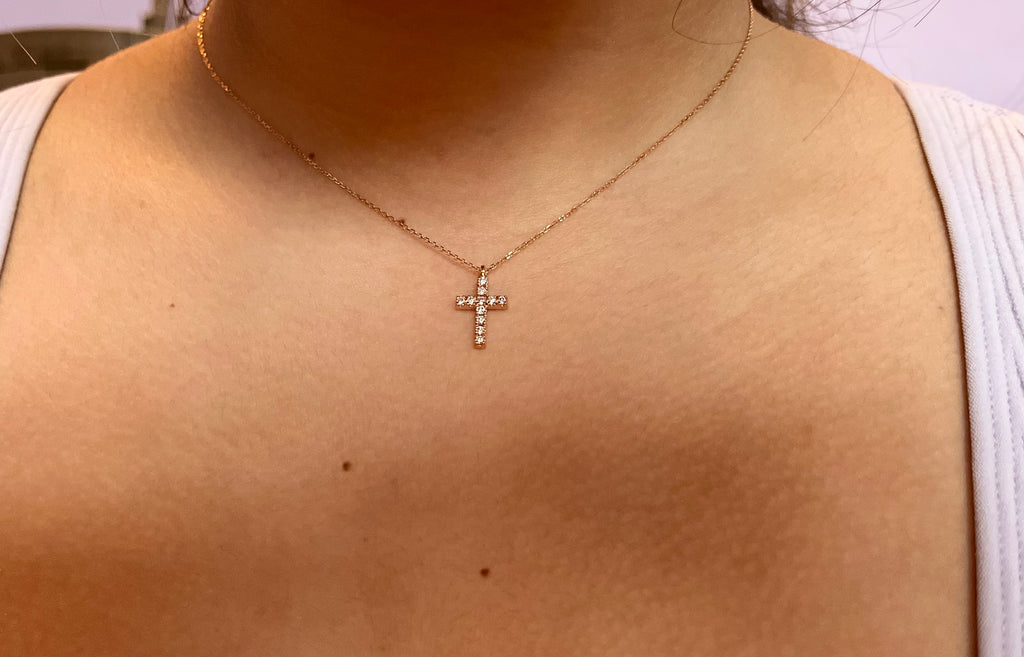 14k 0.25ct Diamond Cross Necklace
