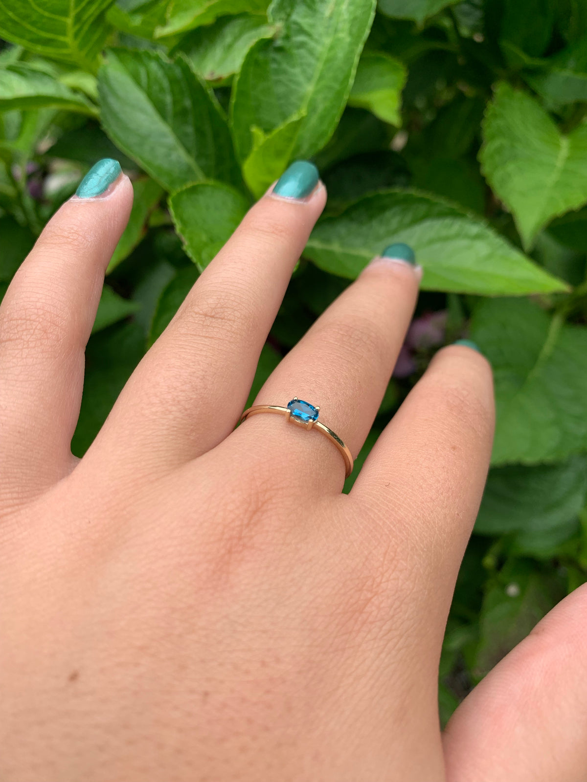 14K Gold Oval London Blue Topaz Ring