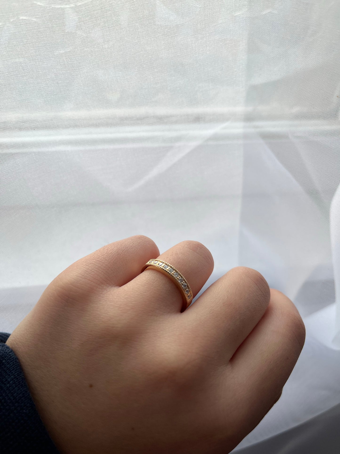 14K Gold Millgrain Diamond Wedding Band