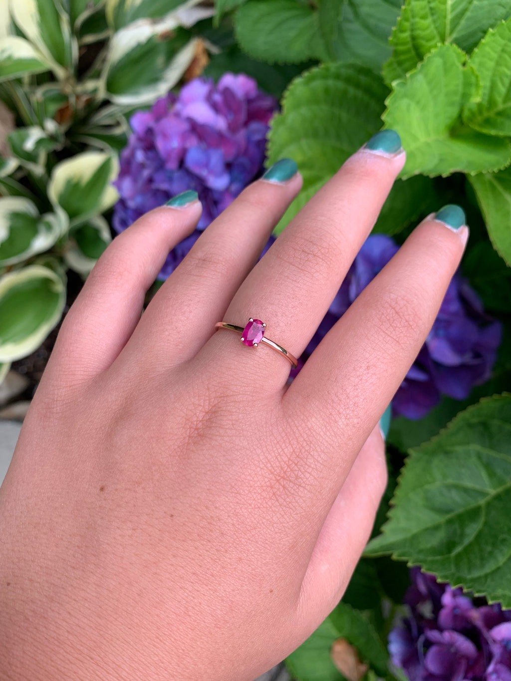 14K Gold Oval Ruby Ring