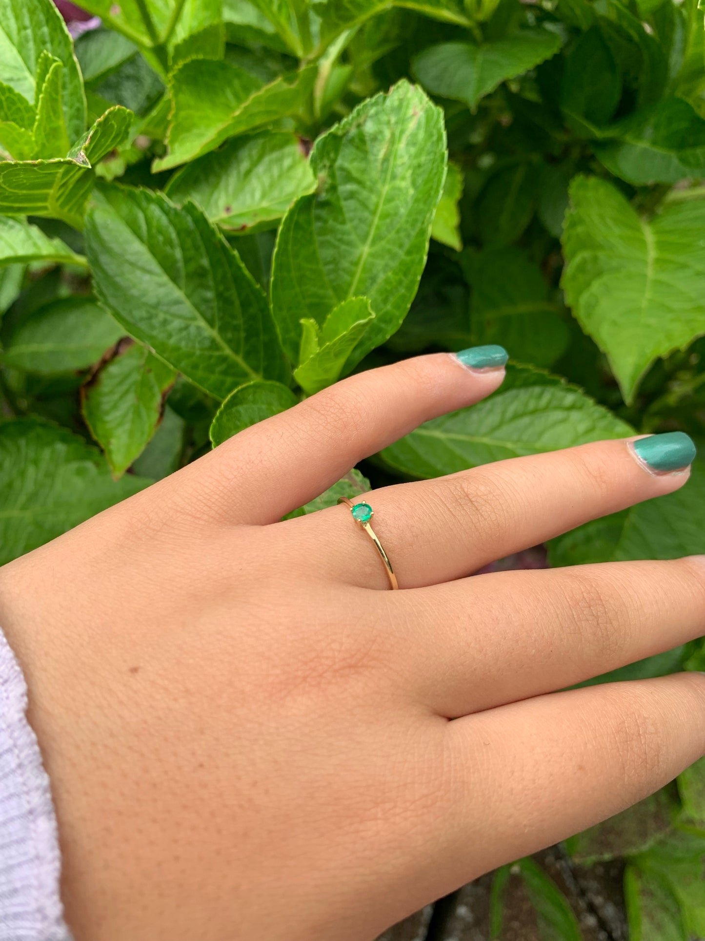 14K Gold Round Emerald Ring