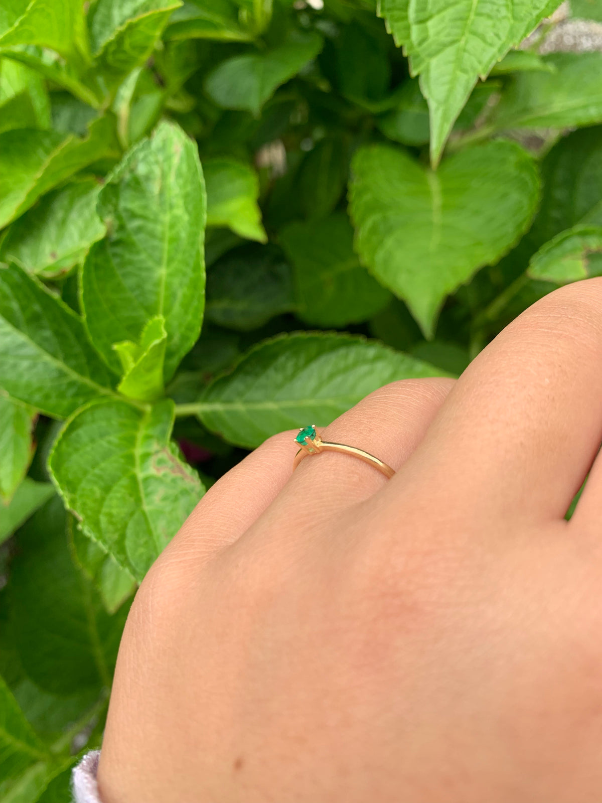 14K Gold Round Emerald Ring