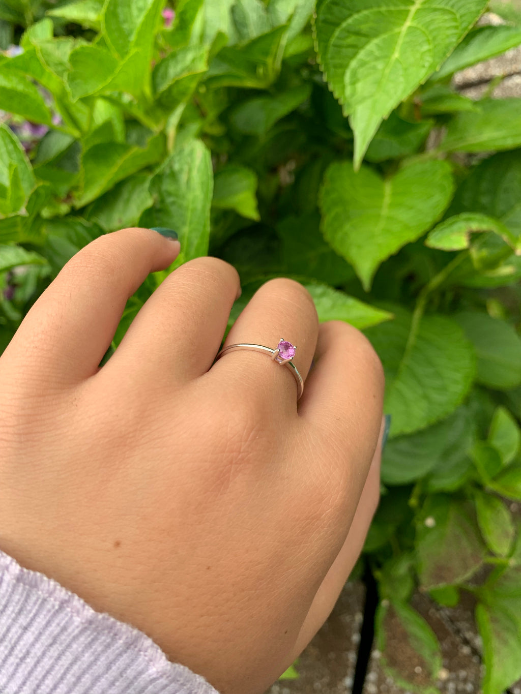 14K Gold Round Pink Sapphire Ring