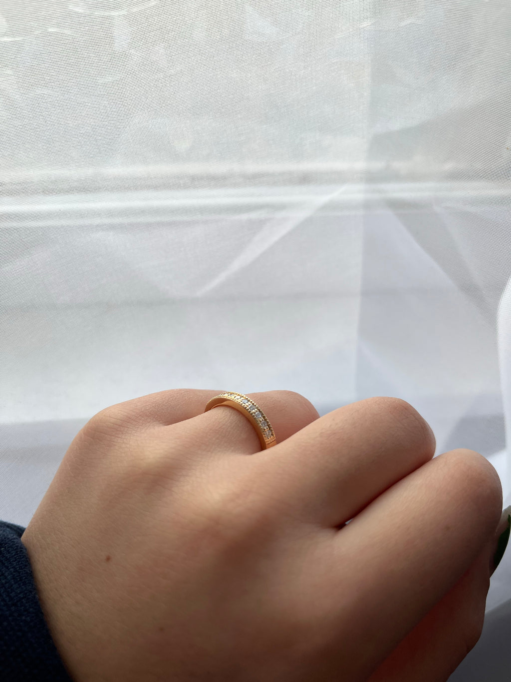 14K Gold Millgrain Diamond Wedding Band